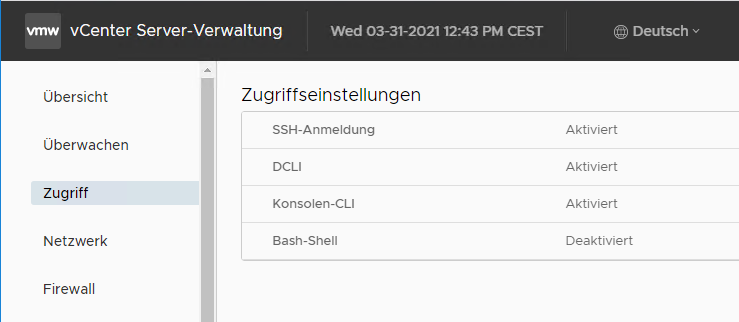 Enable Bash im vCenter